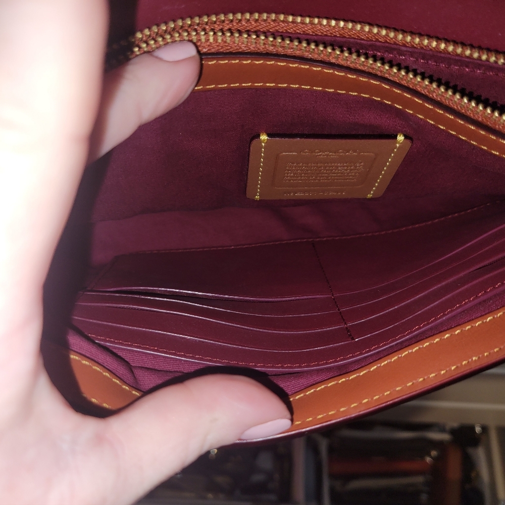 NWT Coach Wyn Rust and Tan Clutch with Gold/Brass Hardware - Picture 5 of 5